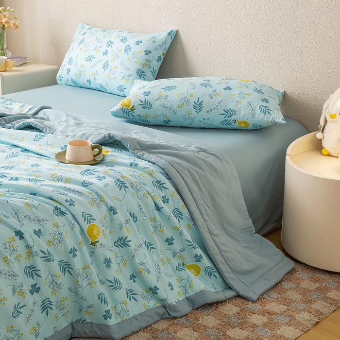 91家纺网 家纺一手货源 找家纺 爱屋及屋 2026新款水洗棉印花夏被夏凉被被子被芯 落落繁花