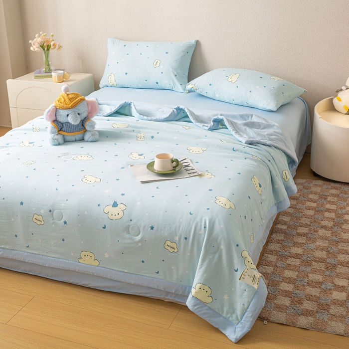 91家纺网 家纺一手货源 找家纺 爱屋及屋 2026新款水洗棉印花夏被夏凉被被子被芯 星月小狗