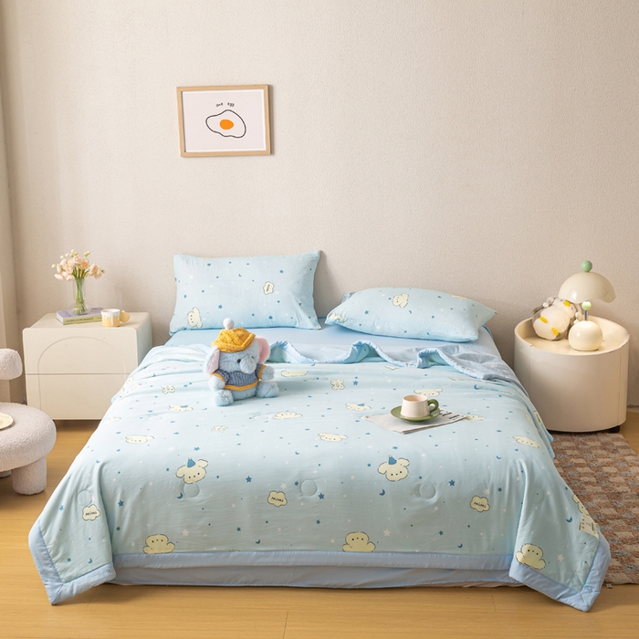 91家纺网 家纺一手货源 找家纺 爱屋及屋 2026新款水洗棉印花夏被夏凉被被子被芯 星月小狗