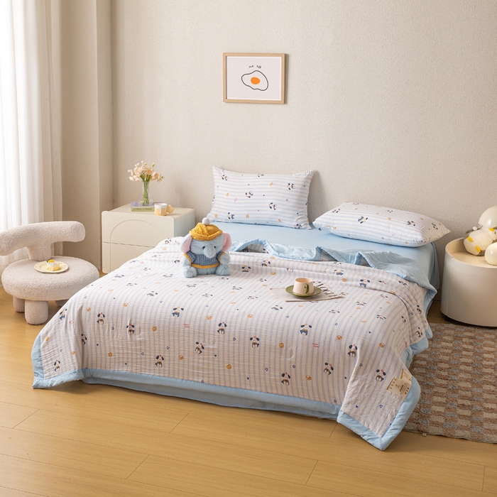 91家纺网 家纺一手货源 找家纺 爱屋及屋 2026新款水洗棉印花夏被夏凉被被子被芯 蛋糕小狗