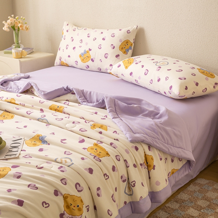 91家纺网 家纺一手货源 找家纺 爱屋及屋 2026新款水洗棉印花夏被夏凉被被子被芯 豹纹小熊