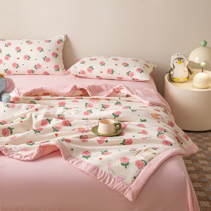 91家纺网 家纺一手货源 找家纺 爱屋及屋 2026新款水洗棉印花夏被夏凉被被子被芯 曼塔玫瑰