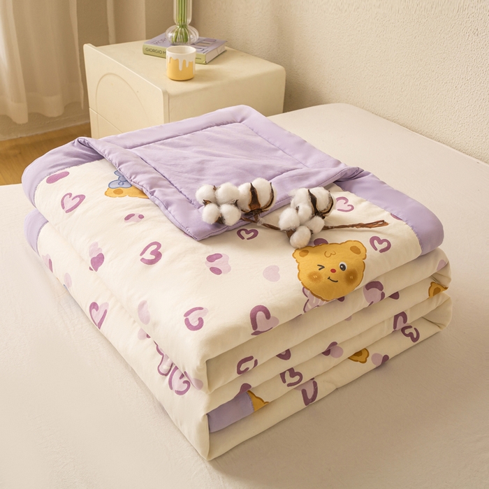 91家纺网 家纺一手货源 找家纺 爱屋及屋 2026新款水洗棉印花夏被夏凉被被子被芯 豹纹小熊