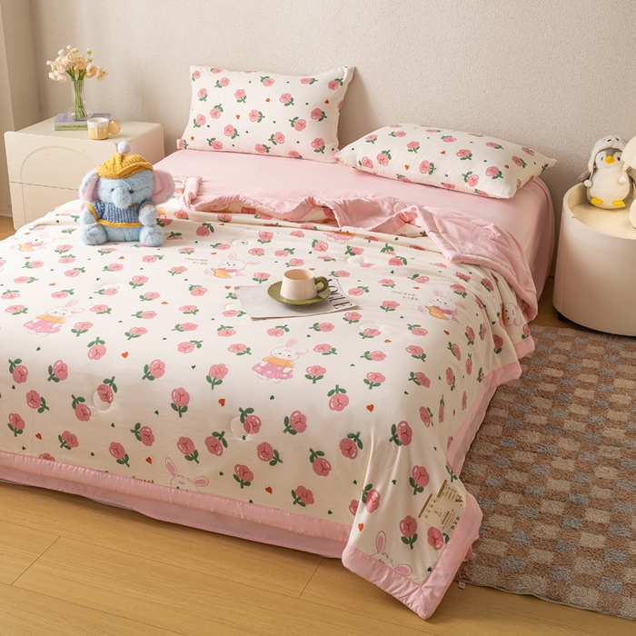 91家纺网 家纺一手货源 找家纺 爱屋及屋 2026新款水洗棉印花夏被夏凉被被子被芯 曼塔玫瑰