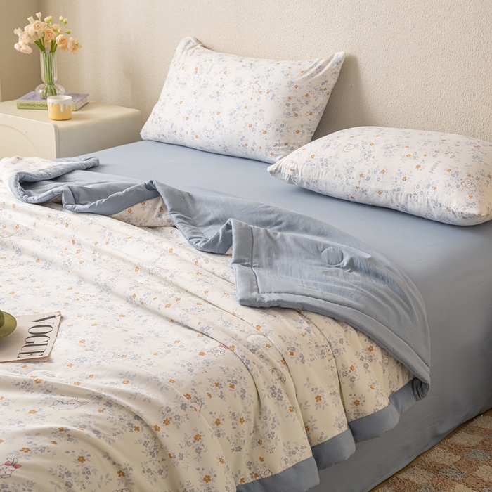 91家纺网 家纺一手货源 找家纺 爱屋及屋 2026新款水洗棉印花夏被夏凉被被子被芯 萌兔花园