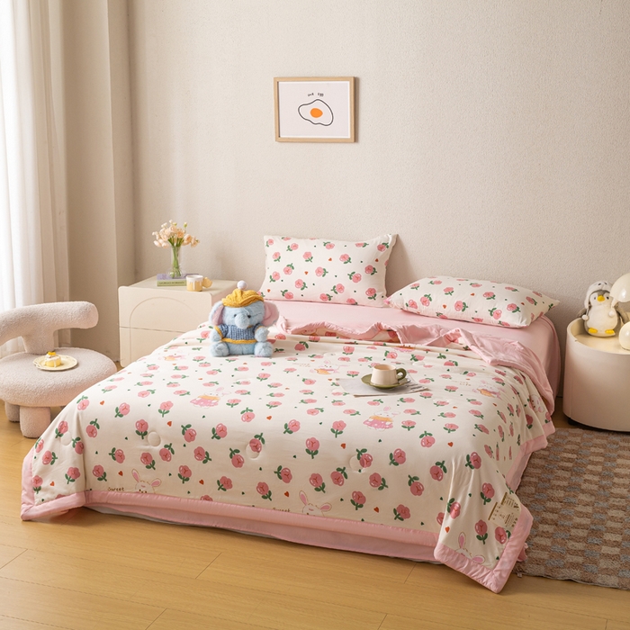 91家纺网 家纺一手货源 找家纺 爱屋及屋 2026新款水洗棉印花夏被夏凉被被子被芯 曼塔玫瑰