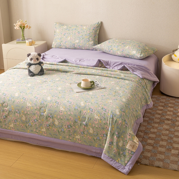 91家纺网 家纺一手货源 找家纺 爱屋及屋 2026新款水洗棉印花夏被夏凉被被子被芯 春意