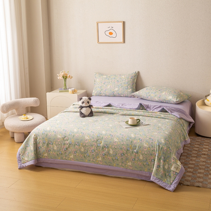 91家纺网 家纺一手货源 找家纺 爱屋及屋 2026新款水洗棉印花夏被夏凉被被子被芯 春意