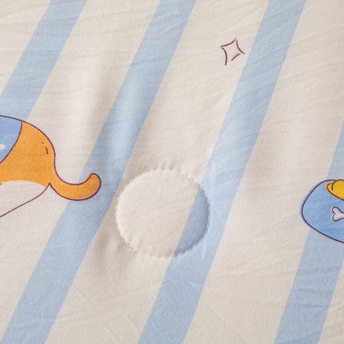 91家纺网 家纺一手货源 找家纺 爱屋及屋 2026新款水洗棉印花夏被夏凉被被子被芯 竖条小狗