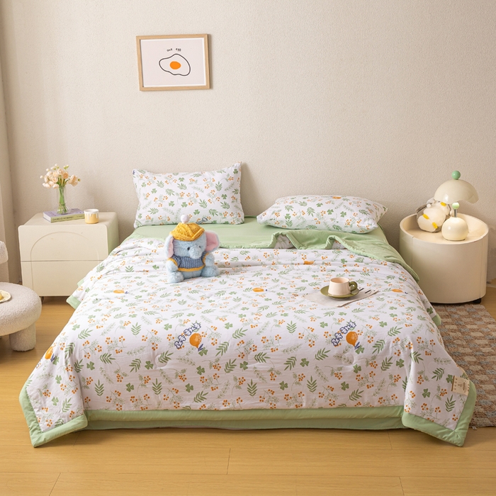 91家纺网 家纺一手货源 找家纺 爱屋及屋 2026新款水洗棉印花夏被夏凉被被子被芯 清新绿意