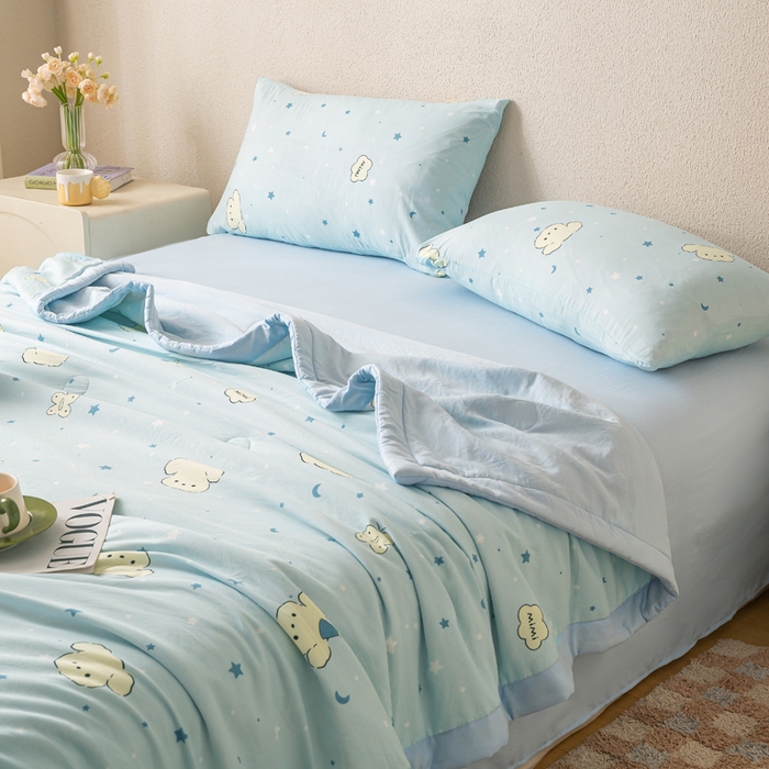 91家纺网 家纺一手货源 找家纺 爱屋及屋 2026新款水洗棉印花夏被夏凉被被子被芯 星月小狗