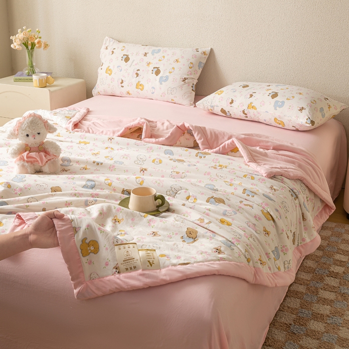 91家纺网 家纺一手货源 找家纺 爱屋及屋 2026新款水洗棉印花夏被夏凉被被子被芯 萌宠乐园