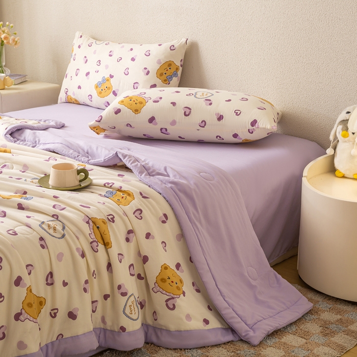 91家纺网 家纺一手货源 找家纺 爱屋及屋 2026新款水洗棉印花夏被夏凉被被子被芯 豹纹小熊