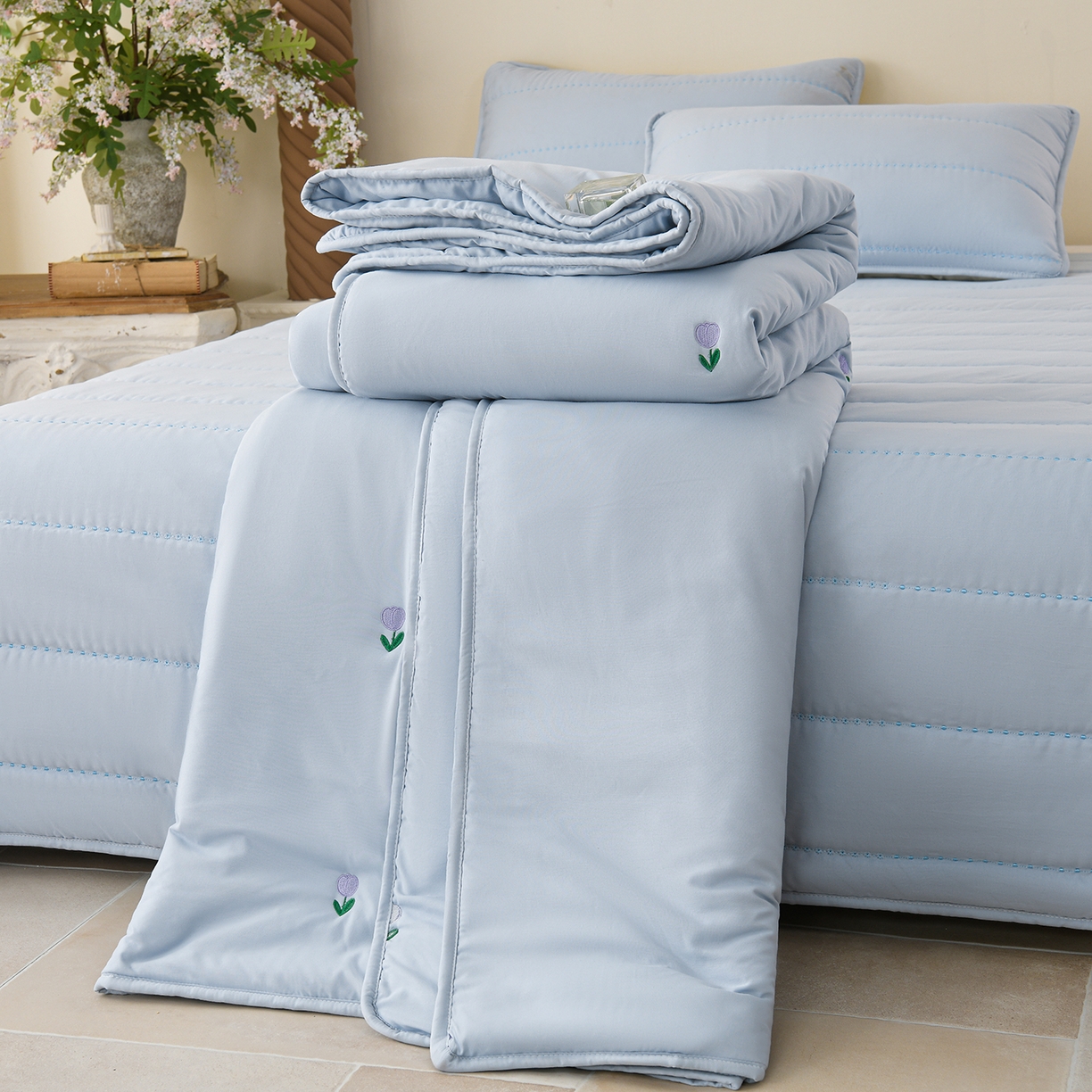 91家纺网 家纺一手货源 找家纺 （总）推推家纺 2026新款水洗棉床盖夏被四件套