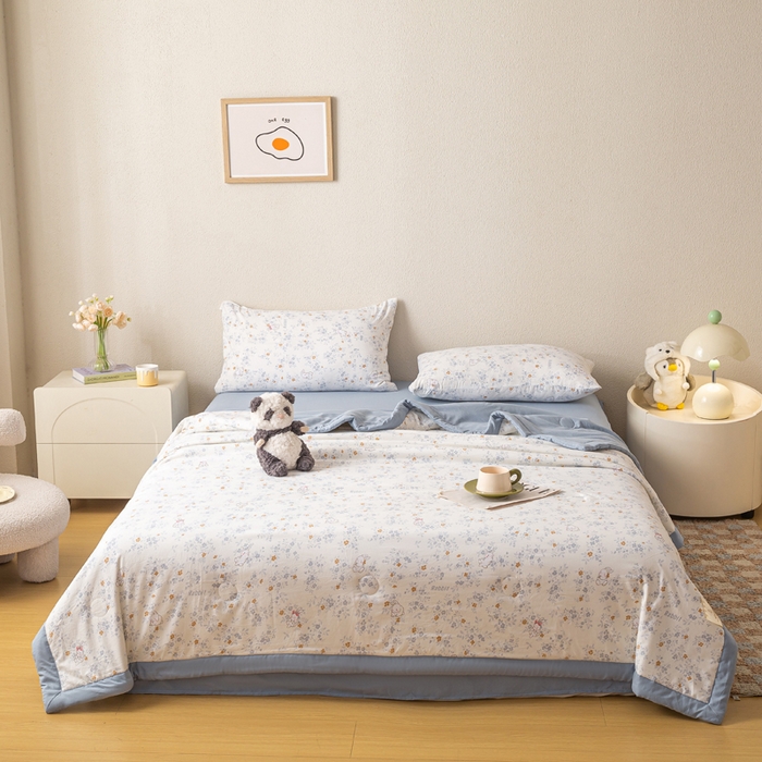 91家纺网 家纺一手货源 找家纺 爱屋及屋 2026新款水洗棉印花夏被夏凉被被子被芯 萌兔花园