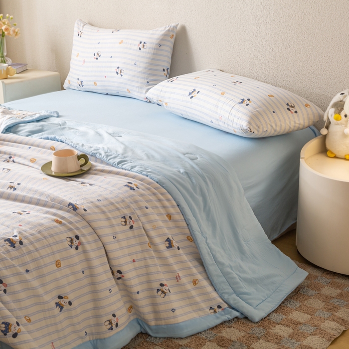 91家纺网 家纺一手货源 找家纺 爱屋及屋 2026新款水洗棉印花夏被夏凉被被子被芯 蛋糕小狗