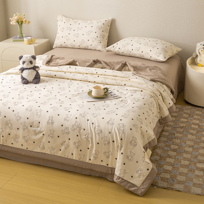 91家纺网 家纺一手货源 找家纺 爱屋及屋 2026新款水洗棉印花夏被夏凉被被子被芯 小熊博士