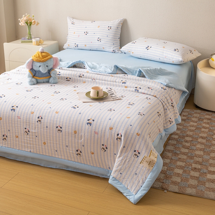 91家纺网 家纺一手货源 找家纺 爱屋及屋 2026新款水洗棉印花夏被夏凉被被子被芯 蛋糕小狗