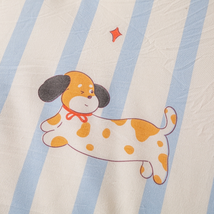 91家纺网 家纺一手货源 找家纺 爱屋及屋 2026新款水洗棉印花夏被夏凉被被子被芯 竖条小狗