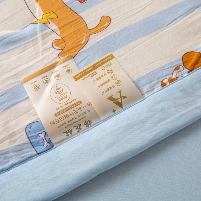 91家纺网 家纺一手货源 找家纺 爱屋及屋 2026新款水洗棉印花夏被夏凉被被子被芯 竖条小狗