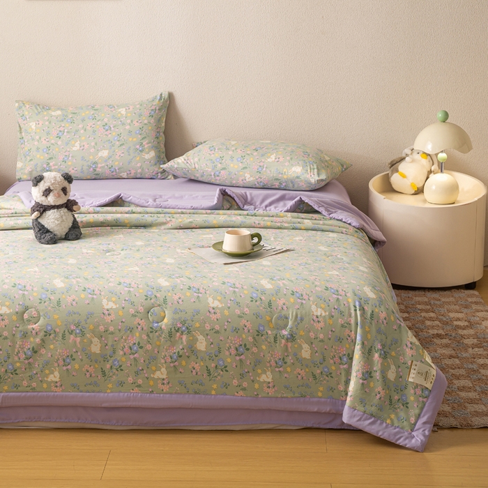 91家纺网 家纺一手货源 找家纺 爱屋及屋 2026新款水洗棉印花夏被夏凉被被子被芯 春意