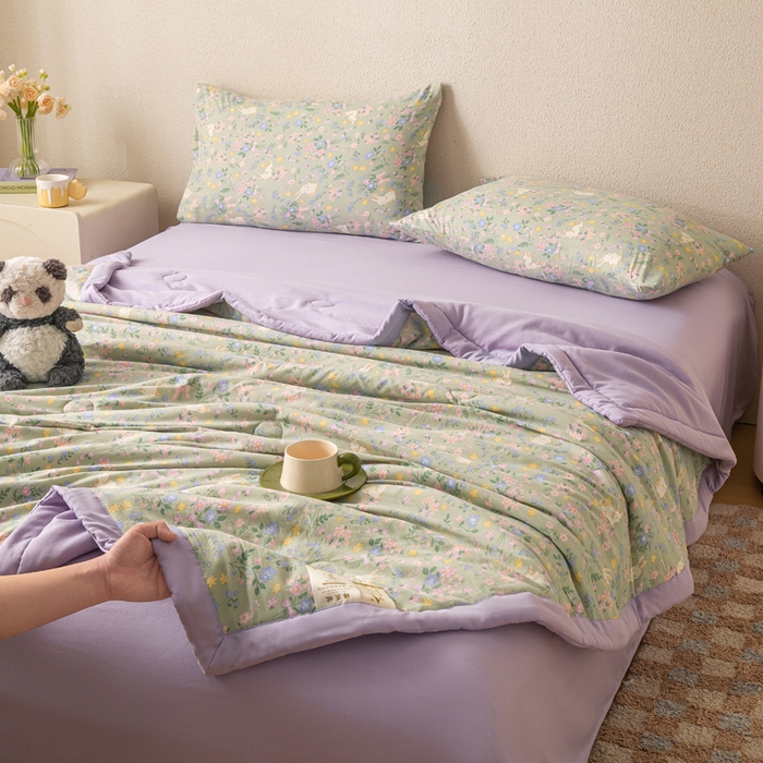 91家纺网 家纺一手货源 找家纺 爱屋及屋 2026新款水洗棉印花夏被夏凉被被子被芯 春意