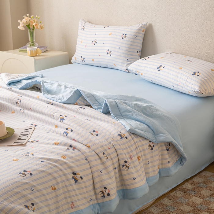 91家纺网 家纺一手货源 找家纺 爱屋及屋 2026新款水洗棉印花夏被夏凉被被子被芯 蛋糕小狗