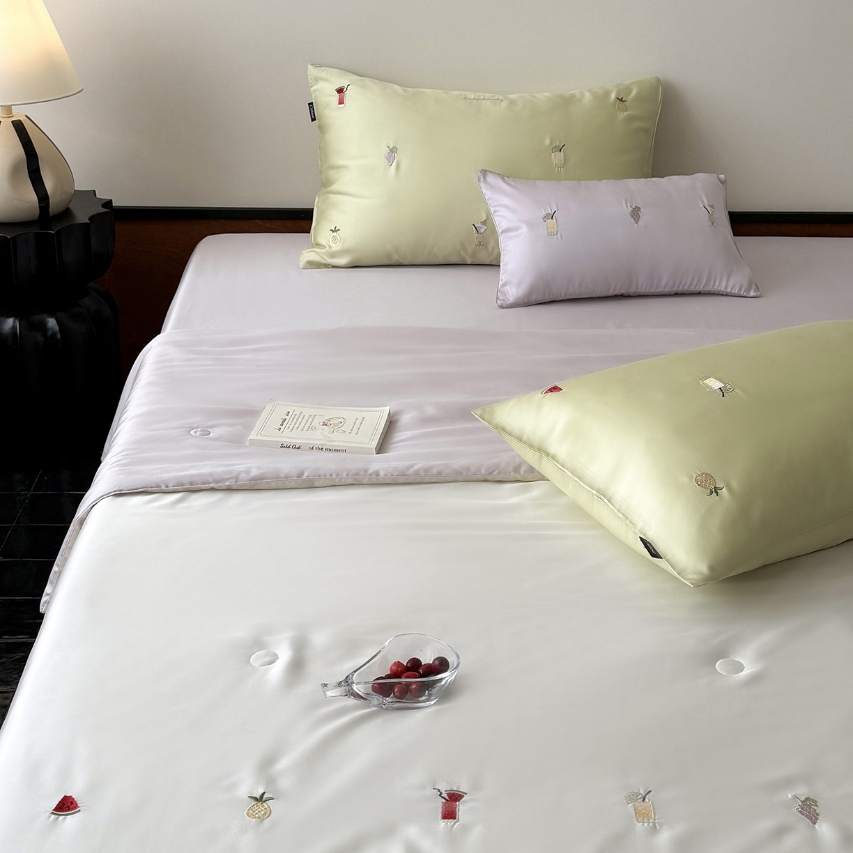 91家纺网 家纺一手货源 找家纺 鹿班家居 2026夏季新品60S兰精天丝刺绣夏被系列-夏日缤纷（标准会员-20元） 夏日缤纷-绿白紫