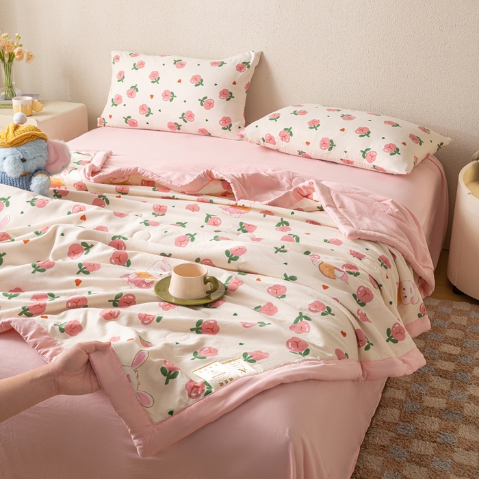 91家纺网 家纺一手货源 找家纺 爱屋及屋 2026新款水洗棉印花夏被夏凉被被子被芯 曼塔玫瑰