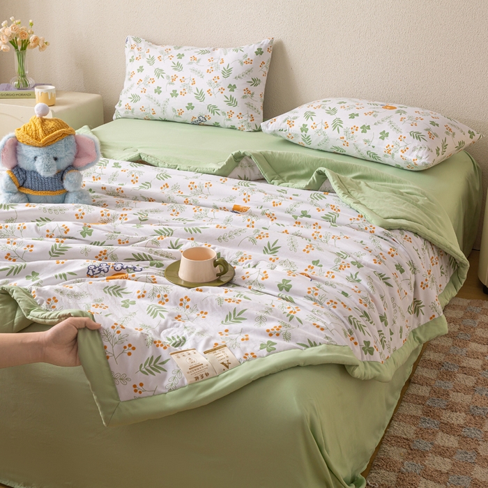 91家纺网 家纺一手货源 找家纺 爱屋及屋 2026新款水洗棉印花夏被夏凉被被子被芯 清新绿意