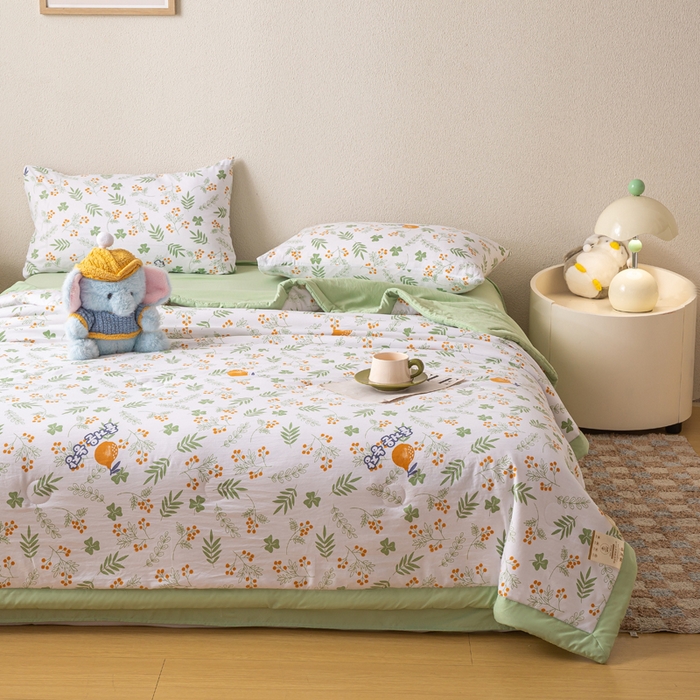 91家纺网 家纺一手货源 找家纺 爱屋及屋 2026新款水洗棉印花夏被夏凉被被子被芯 清新绿意