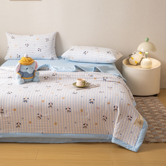 91家纺网 家纺一手货源 找家纺 爱屋及屋 2026新款水洗棉印花夏被夏凉被被子被芯 蛋糕小狗