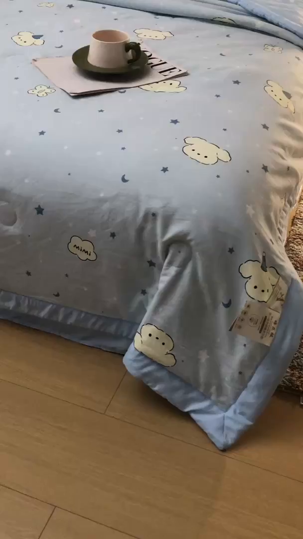 91家纺网 家纺一手货源 找家纺 爱屋及屋 2026新款水洗棉印花夏被夏凉被被子被芯 星月小狗