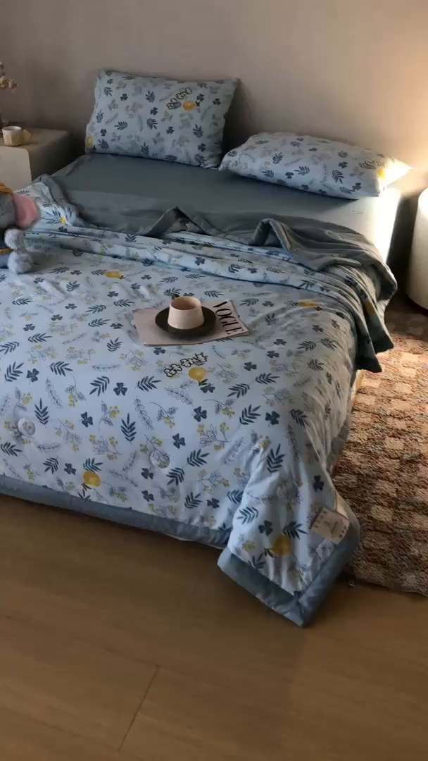 91家纺网 家纺一手货源 找家纺 爱屋及屋 2026新款水洗棉印花夏被夏凉被被子被芯 落落繁花