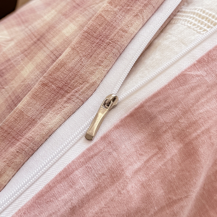 91家纺网 家纺一手货源 找家纺 梦依依 2026新款全棉色织水洗棉拉链款单品被套 浣花粉