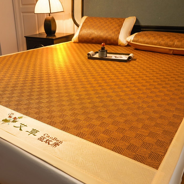 91家纺网 家纺一手货源 找家纺 （总）大元 2026新款凉席刺绣艾草藤席