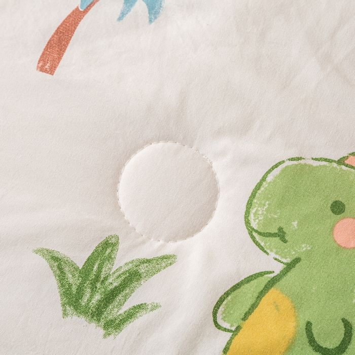 91家纺网 家纺一手货源 找家纺 爱屋及屋 2026新款水洗棉印花夏被夏凉被被子被芯 绿色恐龙