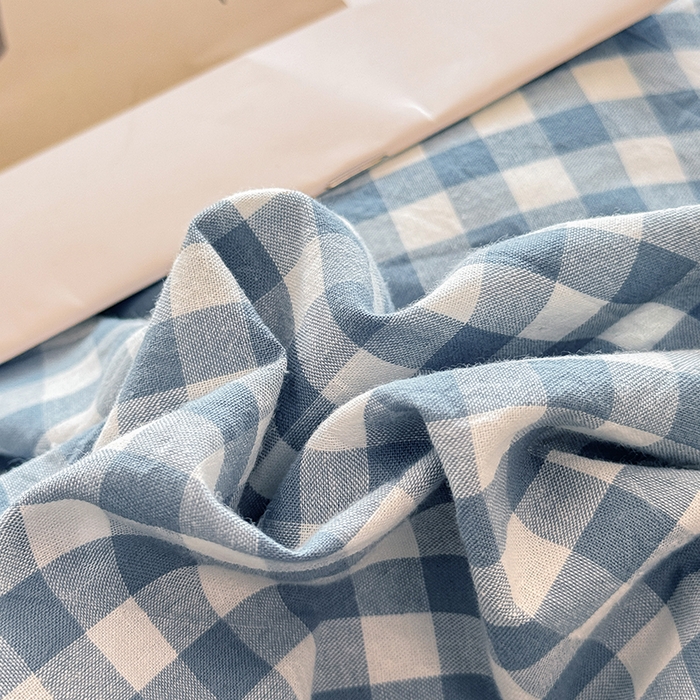 91家纺网 家纺一手货源 找家纺 梦依依 2026新款全棉色织水洗棉拉链款单品被套 蓝小格