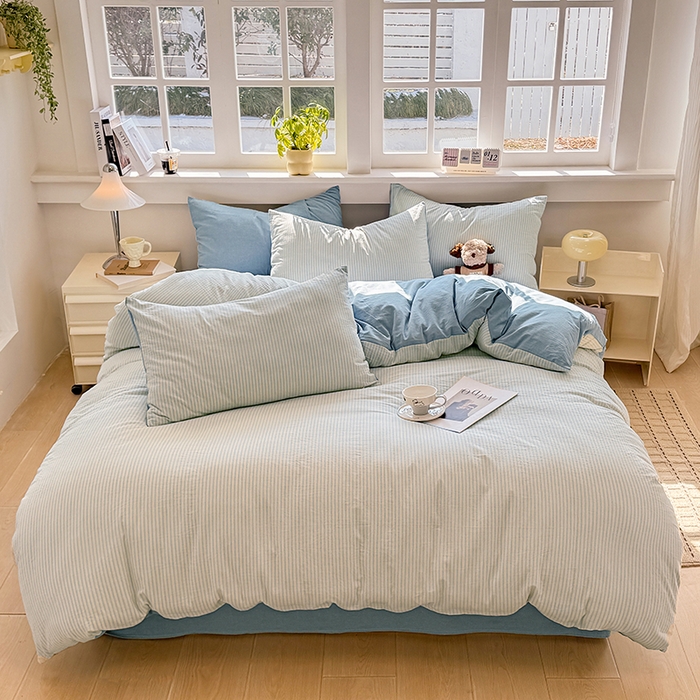 91家纺网 家纺一手货源 找家纺 梦依依 2026新款全棉色织水洗棉拉链款单品被套 玛丽兰