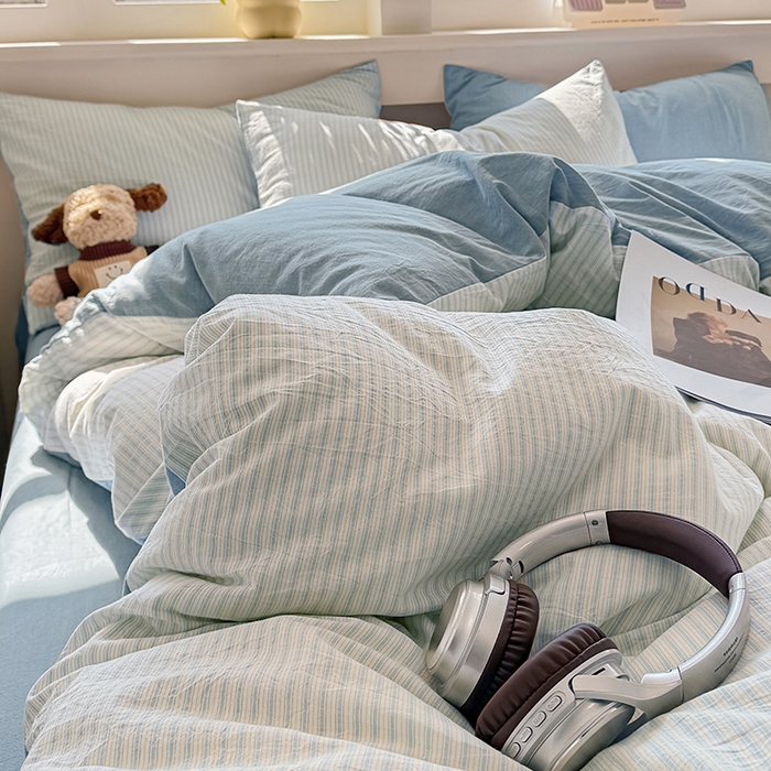 91家纺网 家纺一手货源 找家纺 梦依依 2026新款全棉色织水洗棉拉链款单品被套 玛丽兰