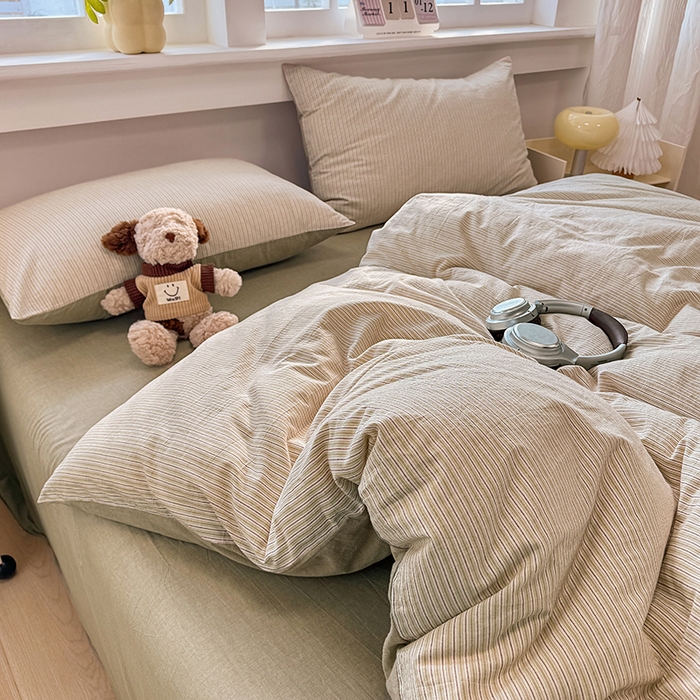 梦依依 2026新款全棉色织水洗棉拉链款单品被套 玛丽绿