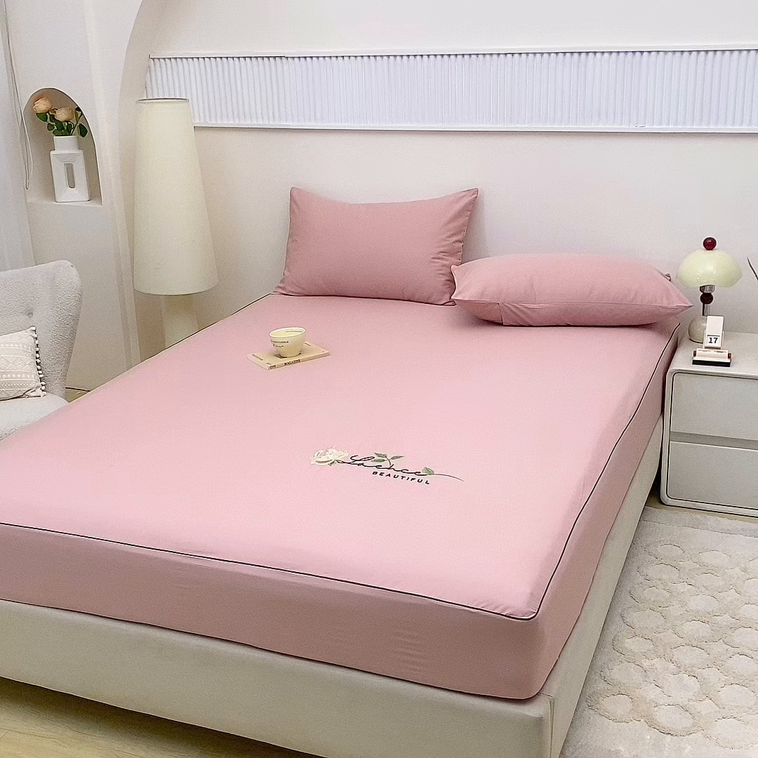 91家纺网 家纺一手货源 找家纺 乐逸家纺 2026新款斜纹全棉100%高支高密40支精美刺绣款单层床笠三件套一见倾心系列 一见倾心-玉