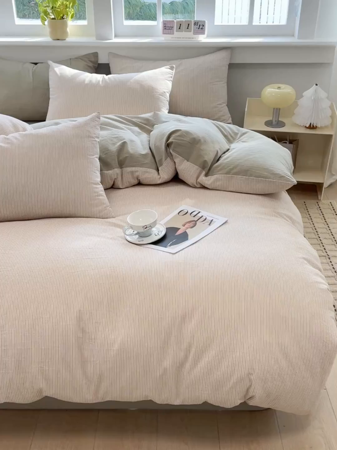 91家纺网 家纺一手货源 找家纺 梦依依 2026新款全棉色织水洗棉拉链款单品被套 玛丽绿