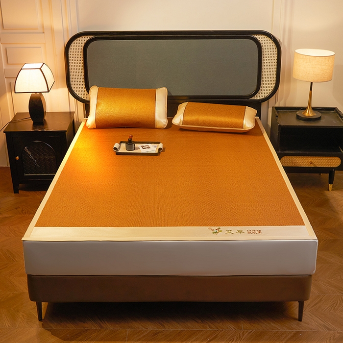 91家纺网 家纺一手货源 找家纺 （总）大元 2026新款凉席刺绣艾草藤席