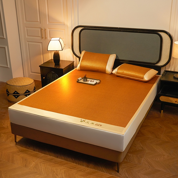 91家纺网 家纺一手货源 找家纺 （总）大元 2026新款凉席刺绣艾草藤席