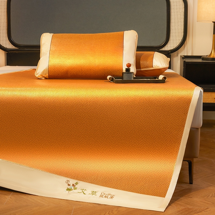 91家纺网 家纺一手货源 找家纺 （总）大元 2026新款凉席刺绣艾草藤席