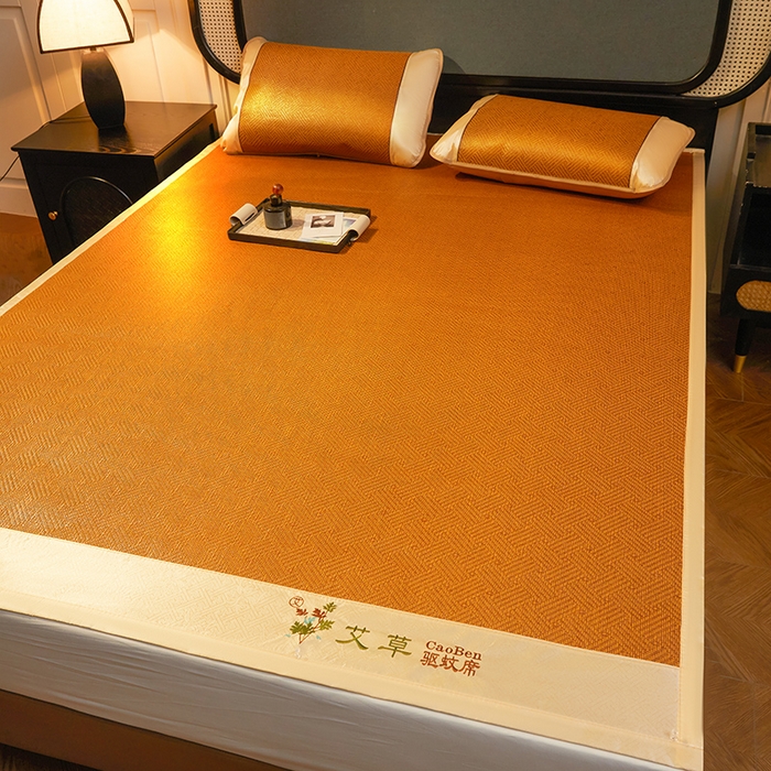 91家纺网 家纺一手货源 找家纺 （总）大元 2026新款凉席刺绣艾草藤席