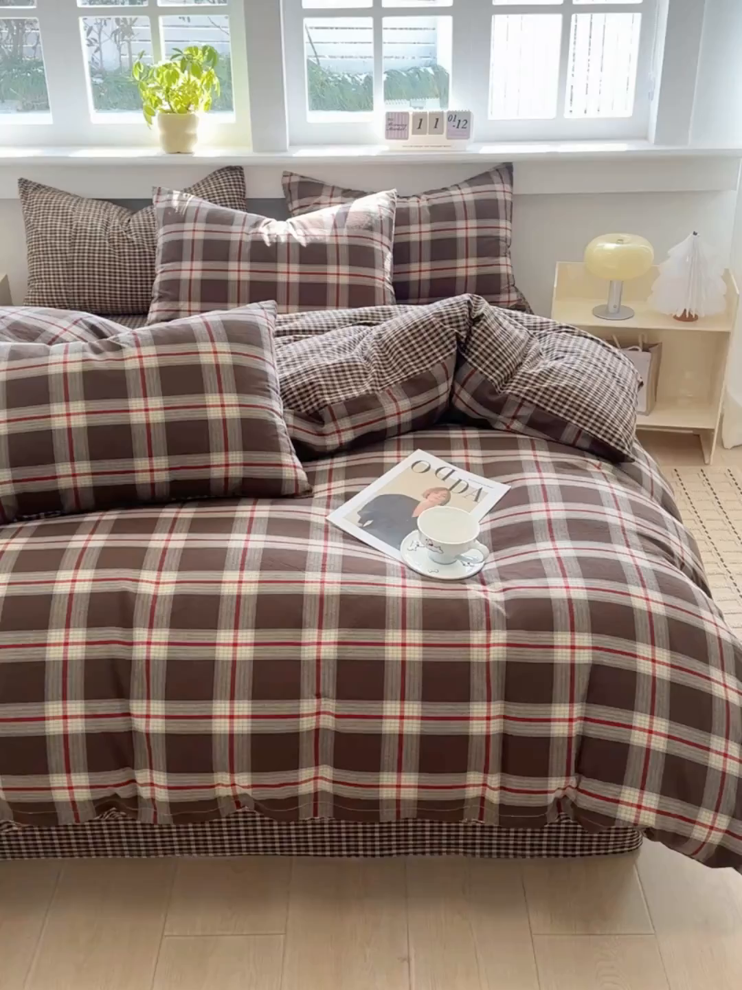 91家纺网 家纺一手货源 找家纺 梦依依 2026新款全棉色织水洗棉拉链款单品被套 木槿咖