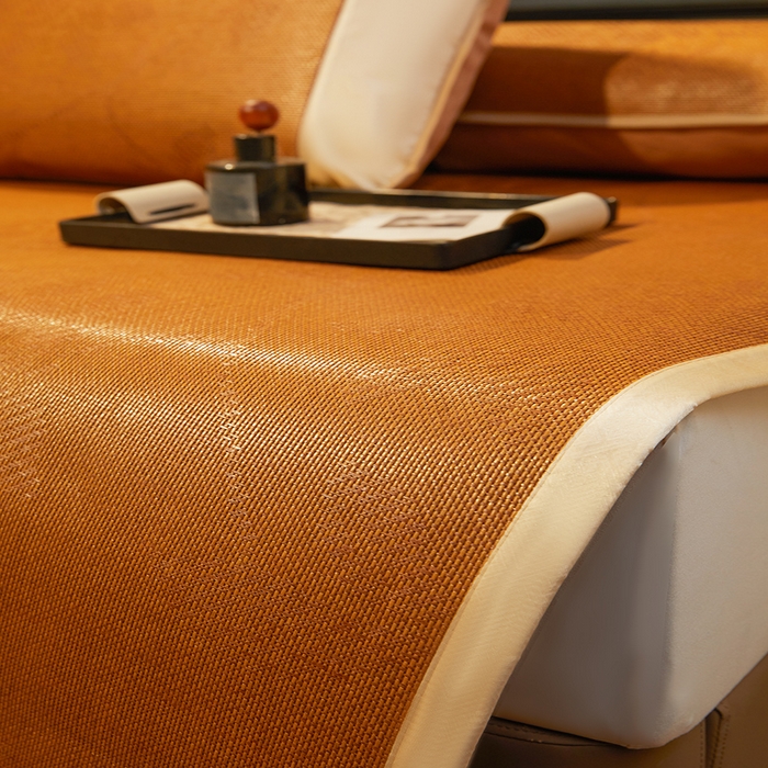 91家纺网 家纺一手货源 找家纺 大元 2026新款凉席刺绣艾草藤席 刺绣款-水中花