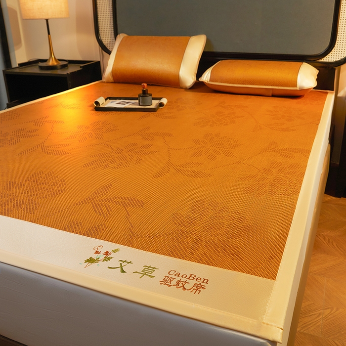 大元 2026新款凉席刺绣艾草藤席 刺绣款-水中花